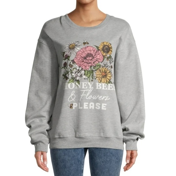 Honey Bees Please Juniors Graphic LS Sweatshirt Plus Size XXL - Picture 1 of 10